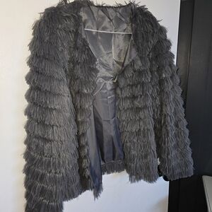 Gray Faux Fur Jacket
